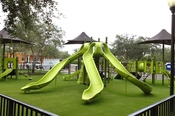 playground on synthetic grass